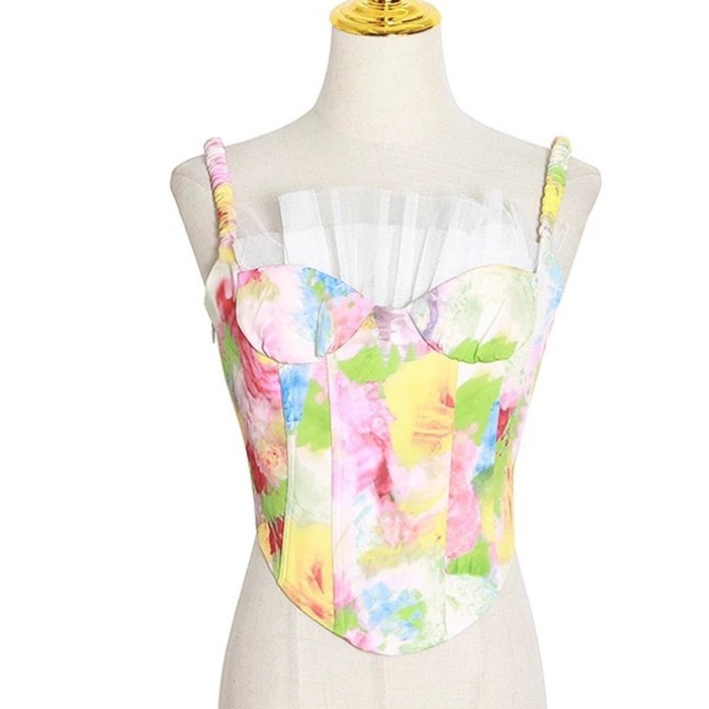 Water Color Multi Color Corset Top